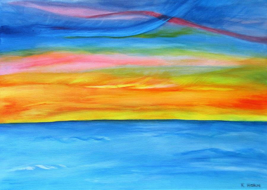 Sunset Painting - Ocean Sunset Skies by Kathy Horn