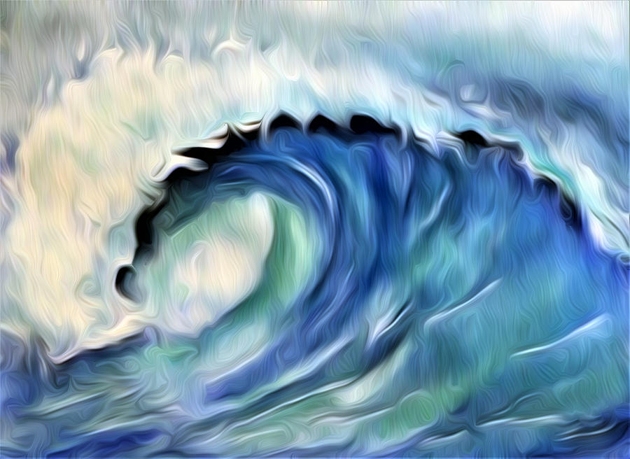 Ocean Wave Abstract - Blue Digital Art by Ronald Mills