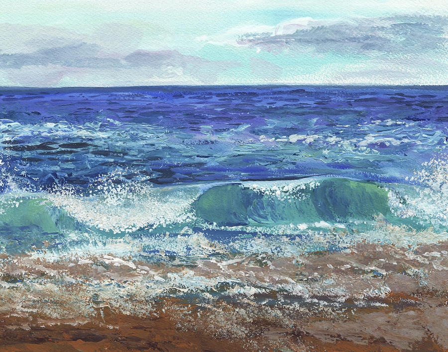Ocean Wave At The Shore Seascape  Painting by Irina Sztukowski