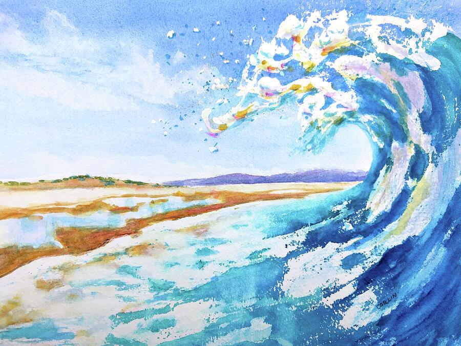 Ocean Wave Beach View Painting by Carlin Blahnik CarlinArtWatercolor