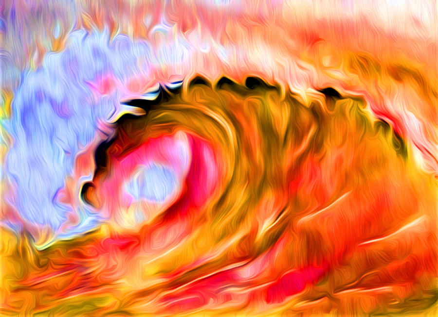 Ocean Wave in Flames Digital Art by Ronald Mills