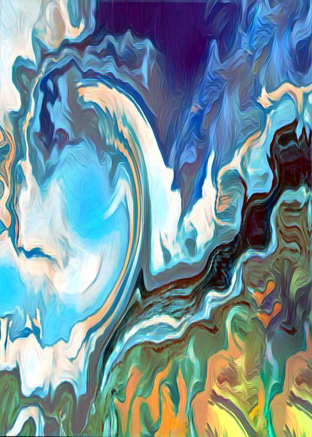 Ocean wave view modern abstract Digital Art by Silver Pixie