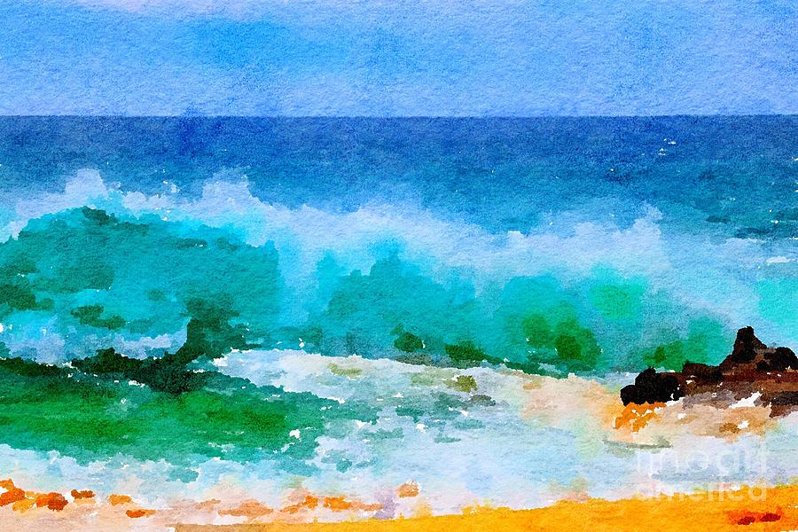 Ocean wave watercolor Photograph by Theresa D Williams