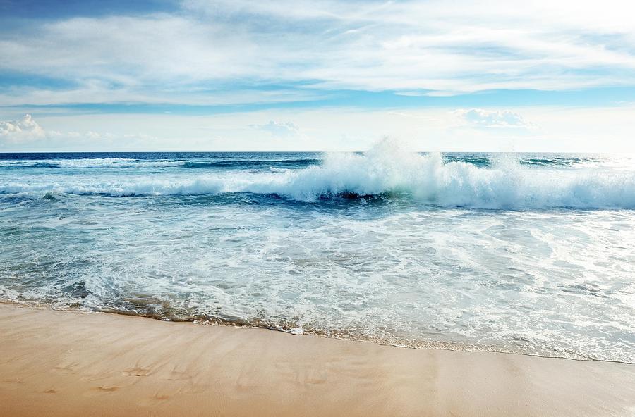 Ocean waves and blue sky Photograph by Blagovest Blagoev - Fine Art America