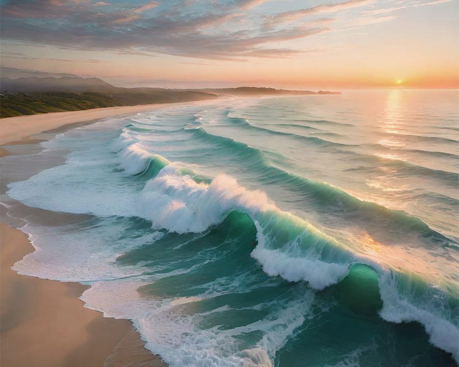 Ocean Waves at Dusk No1 Digital Art by Bonnie Bruno
