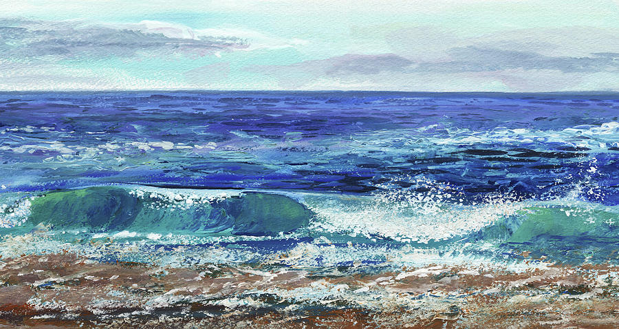 Ocean Waves At The Shore Beach Art Painting by Irina Sztukowski