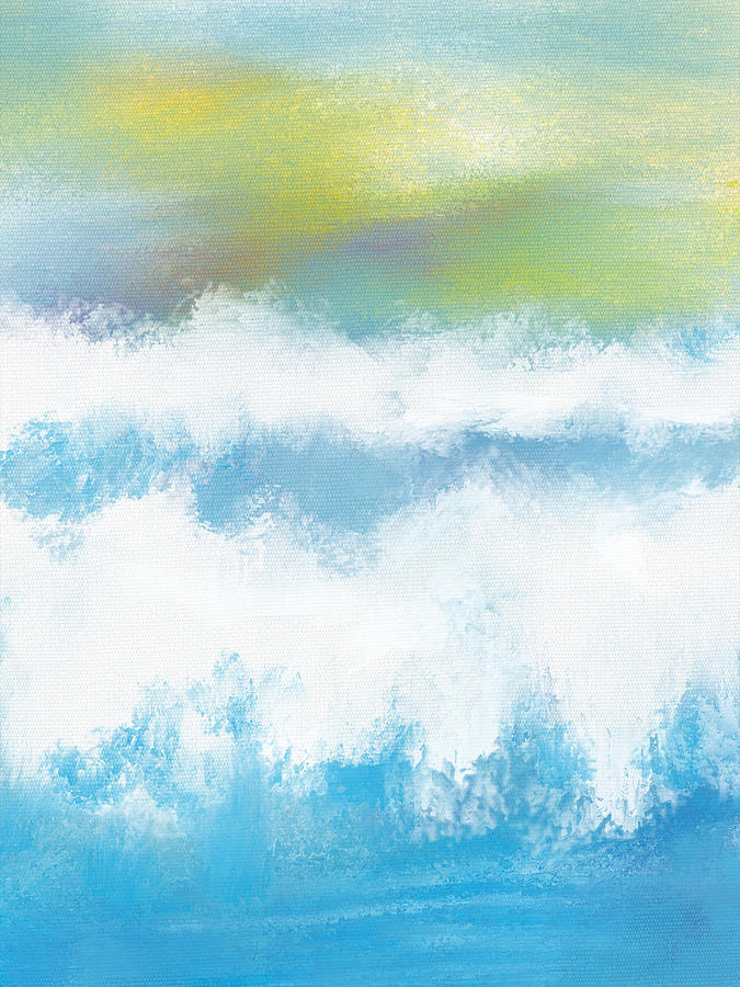 Ocean Waves - Blue Abstract Beach Landscape Painting Painting By Wall ...