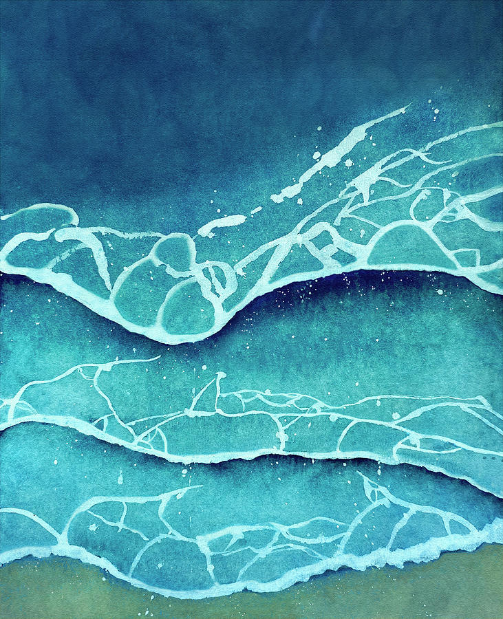 Ocean Waves From Above Painting by Deborah League