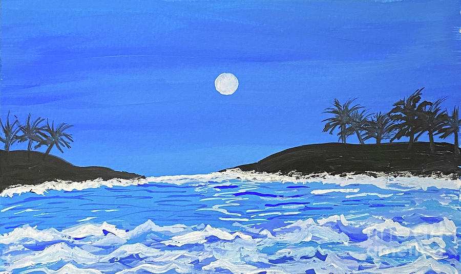 Ocean Waves in Gouache Painting by Lisa Neuman
