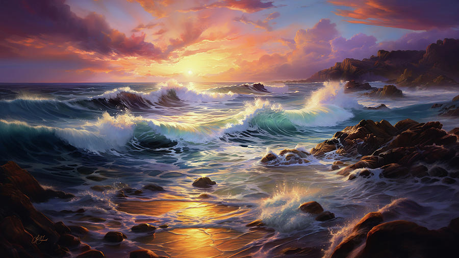 Ocean Waves Digital Art by Lori Grimmett