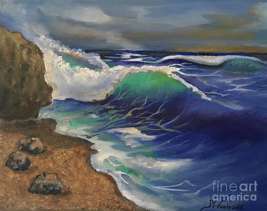 Ocean waves  Painting by Maria Karlosak