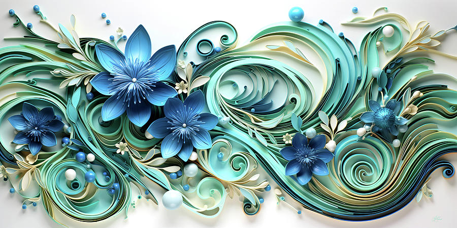 Ocean Waves Quill 3 Digital Art by Lori Grimmett