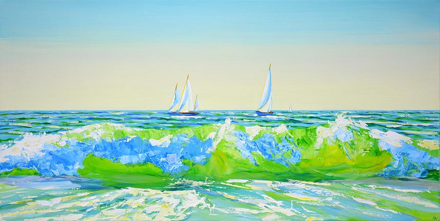 Ocean Waves. Sailboats 3. Painting by Iryna Kastsova