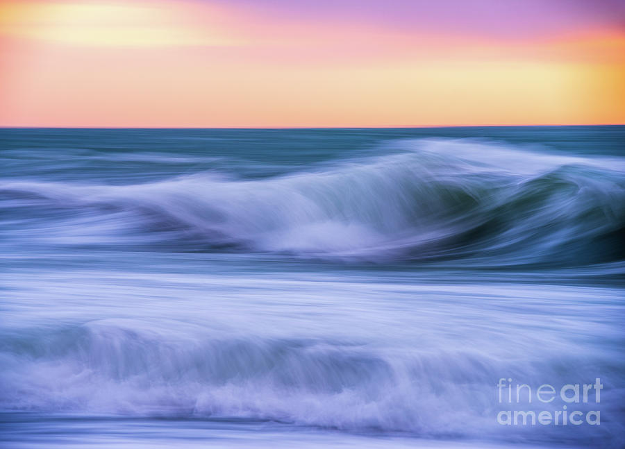 Ocean Waves Sunset Motion Photograph