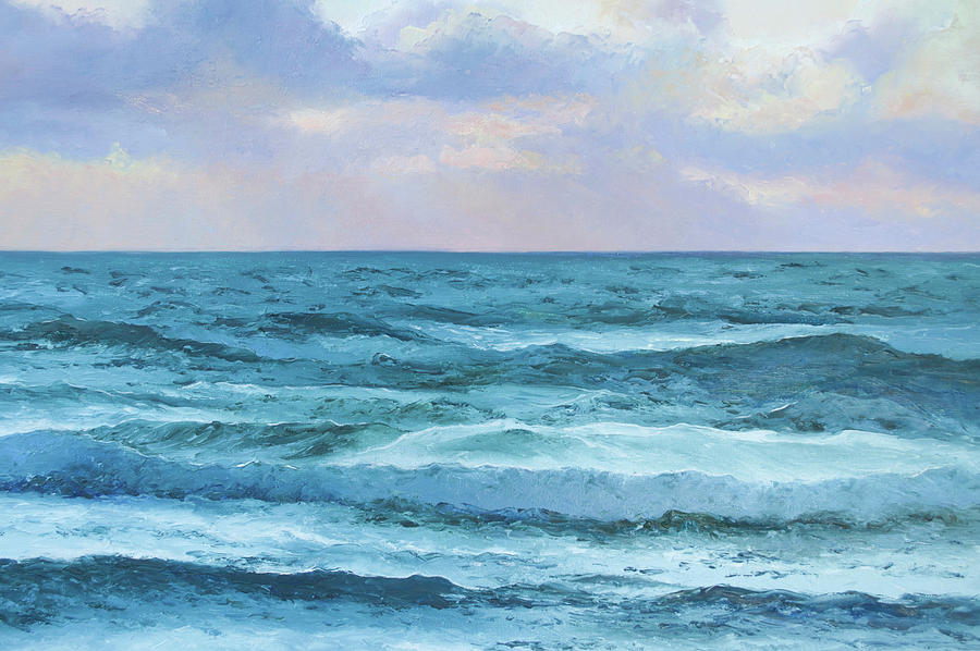 Ocean Waves - sunset seascape Painting by Jan Matson