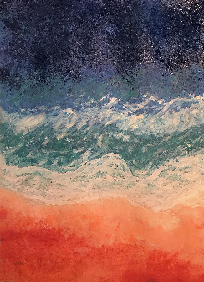 Ocean Painting - Ocean Waves Watercolor And Acrylic Painting by Sandi OReilly