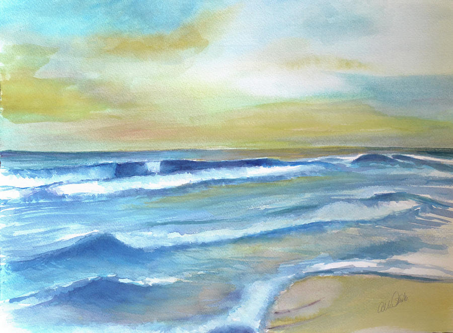 Ocean Wavews Painting by Allison Ashton