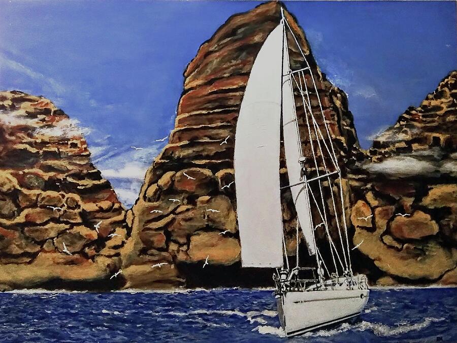 yacht sailing painting