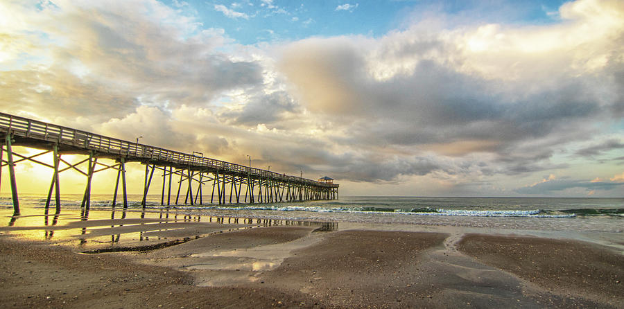 Oceanana Fishing Pier Sunrise - Atlantic Beach NC Photograph by Bob Decker