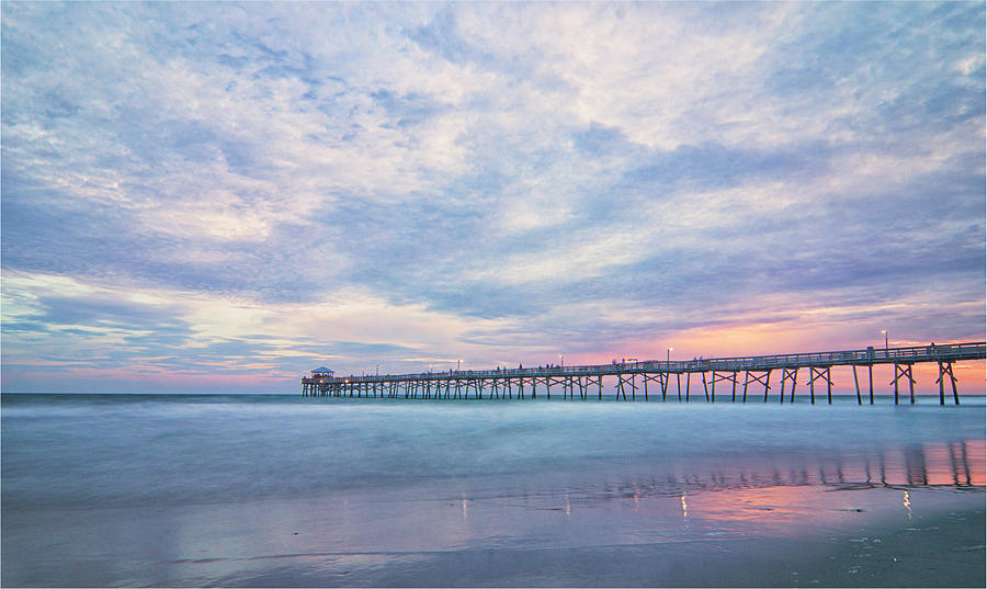 Oceanana Pier at Sunset - Atlantic Beach NC Photograph by Bob Decker