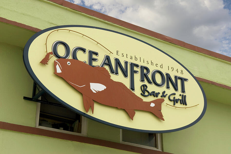 Oceanfront Bar and Grill Sign at Myrtle Beach SC Photograph by Bob Pardue