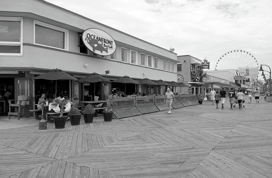 Oceanfront Bar and Grill Myrtle Beach SC BW Photograph by Bob Pardue