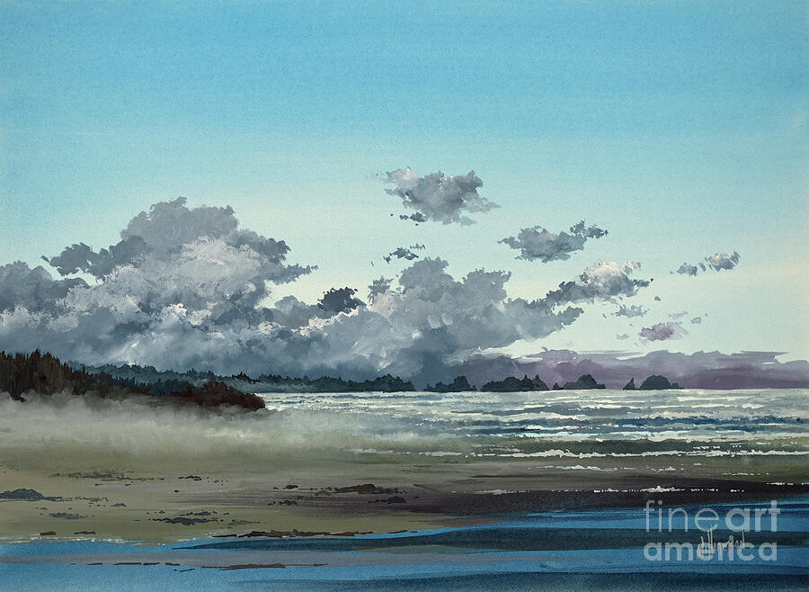 Oceanfront Distant Clouds Drawing by James Williamson - Fine Art America