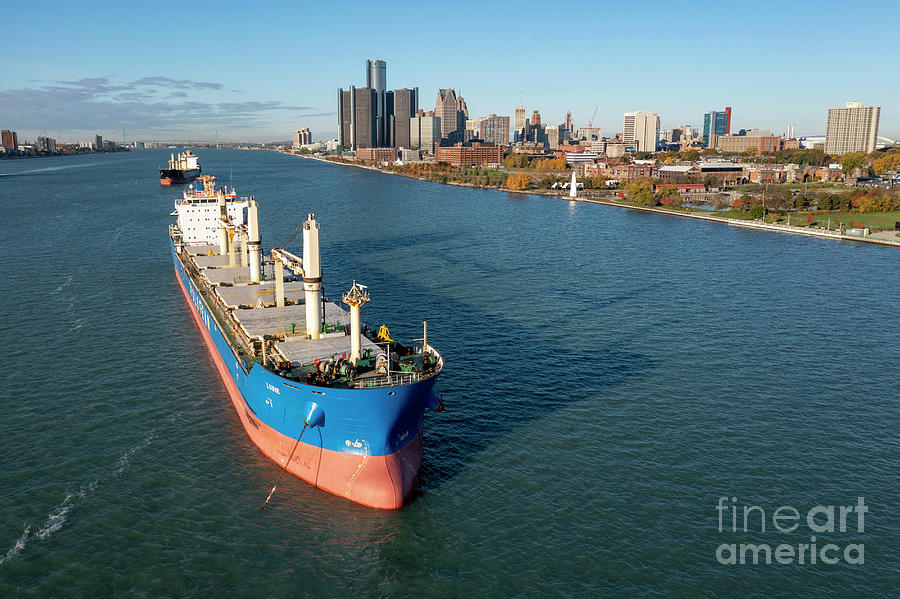 Oceangoing Ships in Detroit River Photograph by Jim West