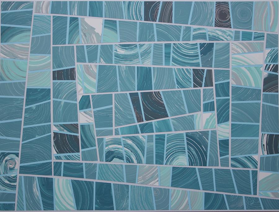 Monochromatic Mosaic In Lake Blue Mixed Media By Christi Ziebarth 