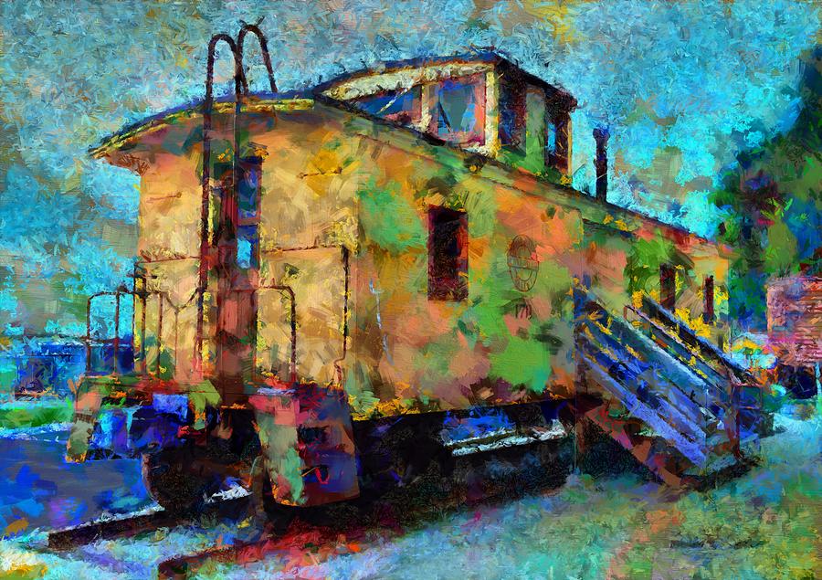 Oceano Depot Museum Caboose Abstract Photograph by Barbara Snyder