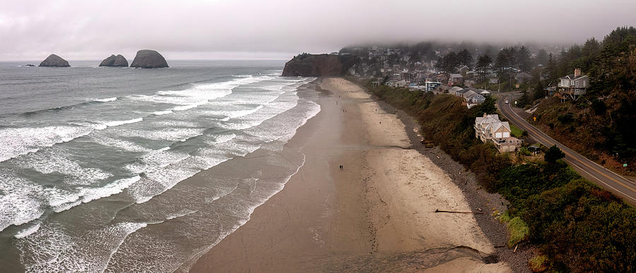 Oceanside Beach Aerial Panorama Photograph by Christopher Johnson