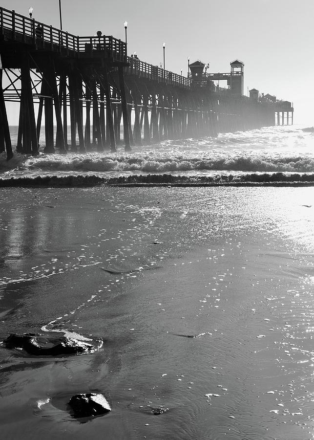 Oceanside Pier in Black and White Photograph by Joy Buckels