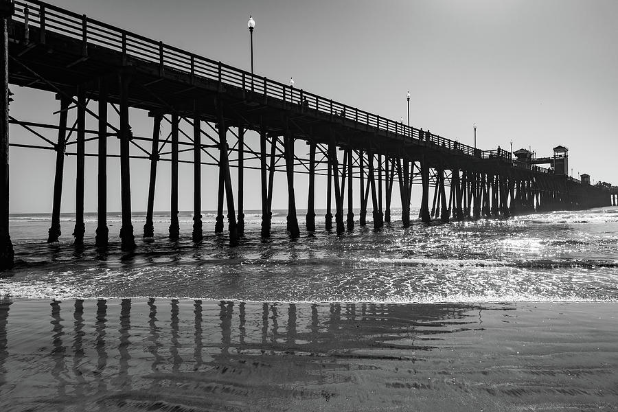 Oceanside Pier in Black and White Photograph by Liz Albro