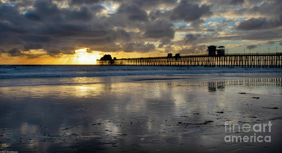 Oceanside Pier Sunset Reflection Photograph