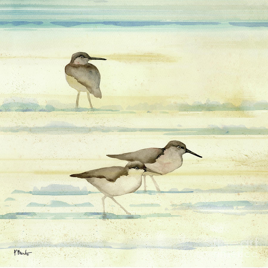 Sandpiper Painting - Oceanside Sandpipers I by Paul Brent