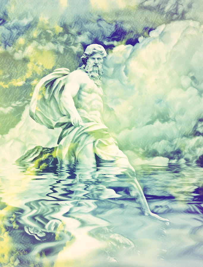 Greek Mythology Mixed Media - Oceanus The Titan by KaFra Art