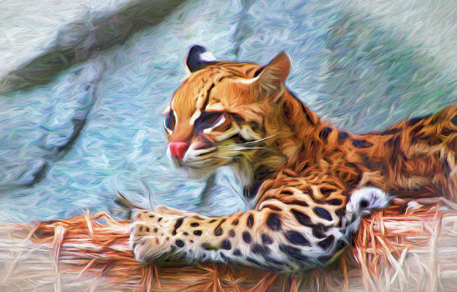Ocelot Painted 2 Photograph by Judy Vincent