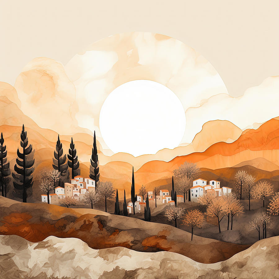 Ochre Sunsets Painting by Lourry Legarde