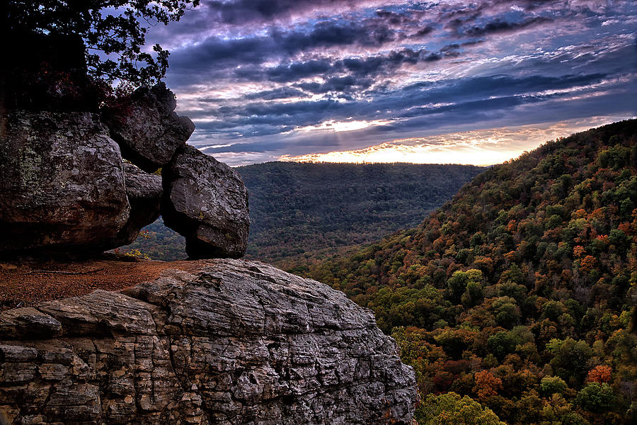 ock Stack - Hawksbill Crag at Sunrise - Buffalo National River Area Photograph by William Rainey
