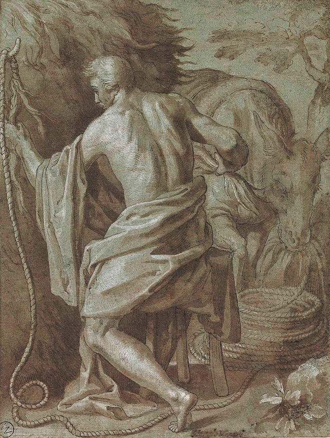 Ocnus. An allegory of the Futility of Labour  Painting by Jacopo Ligozzi
