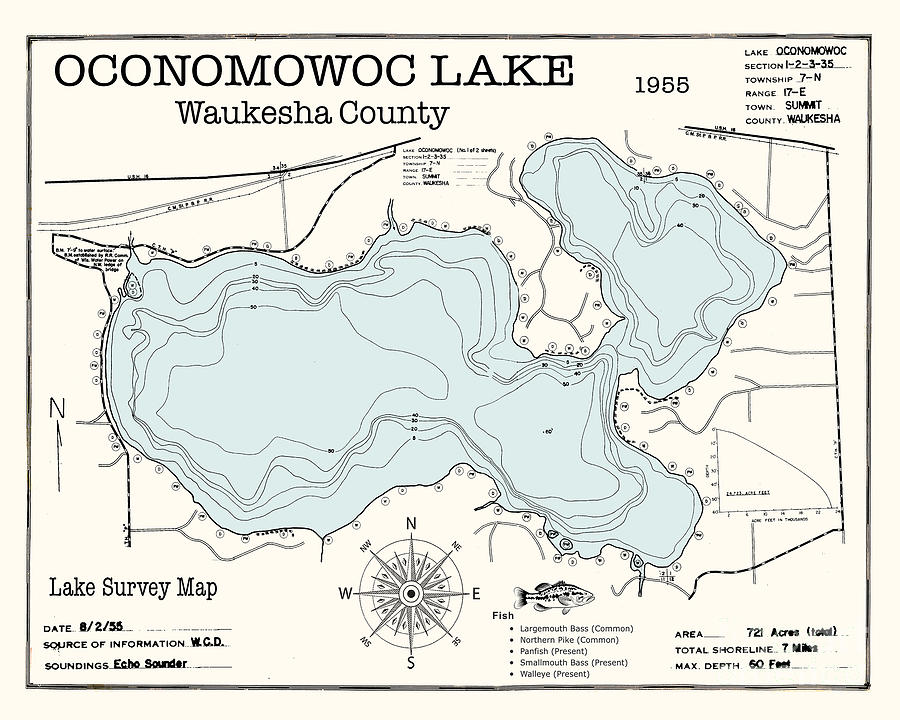 Fish Digital Art - Oconomowoc Lake-Waukesha County WI by Jean Plout