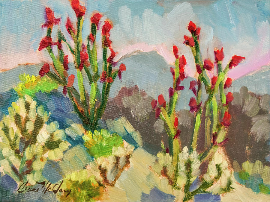 Desert Painting - Ocotillo and Cholla - Living Desert by Diane McClary