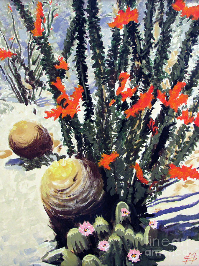 Ocotillo Cactus Painting By Michael Stoyanov