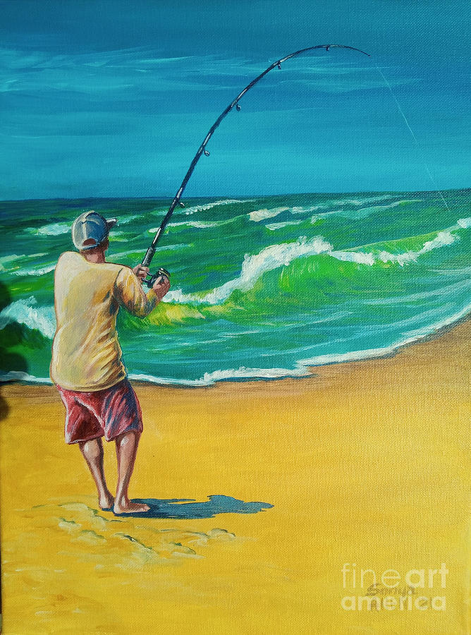 Ocracoke Fishing 2 by Sonya Allen Painting by Sonya Allen