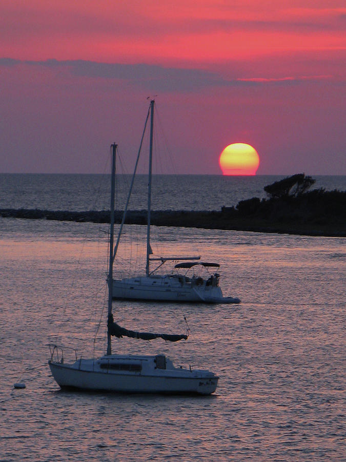 Ocracoke Harbor at Sunset Photograph by Shirley Galbrecht