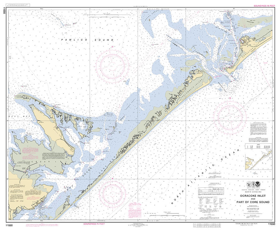 Ocracoke Inlet And Part Of Core Sound, Noaa Chart 11550 Digital Art by ...