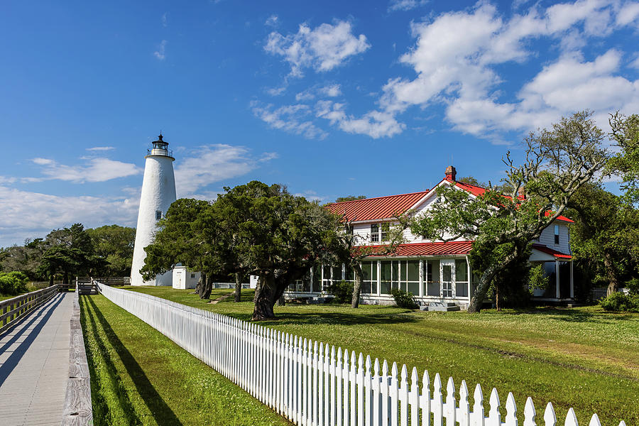 Ocracoke Light and Keepers House-2 Photograph by Charles Hite