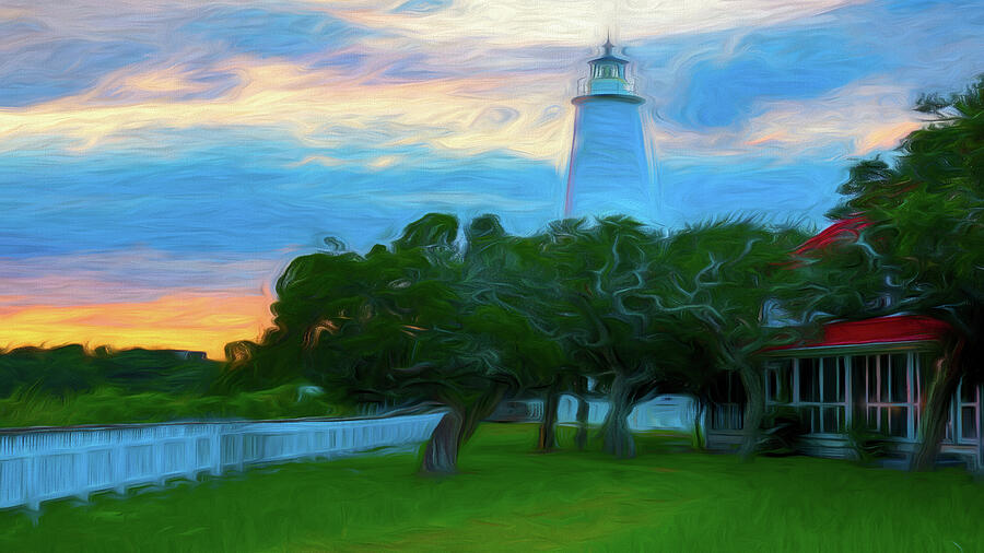 Ocracoke Light Sunset Digital Art by Liz Albro - Fine Art America