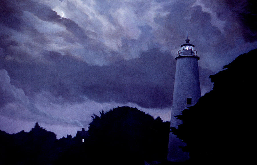 Ocracoke Lighthouse Painting by Blue  Sky
