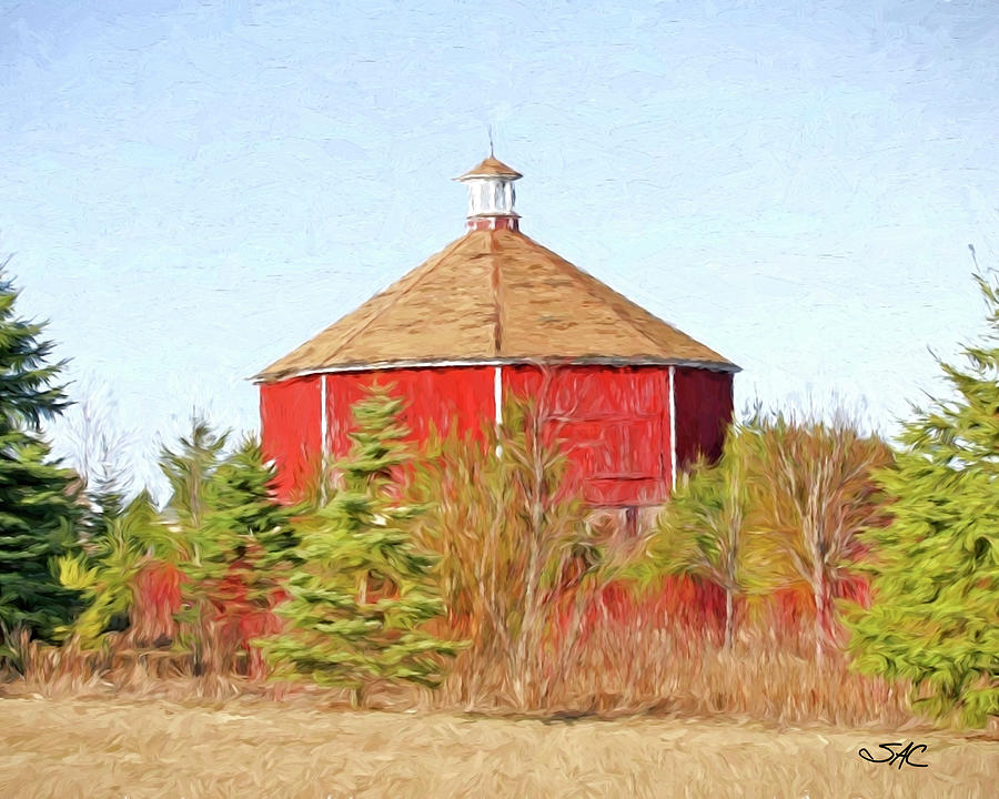 Octagonal Barn, Town of Grafton, WI Digital Art by Stacey Carlson Octagonal Barn, Town of Grafton, WI Digital Art by Stacey Carlson